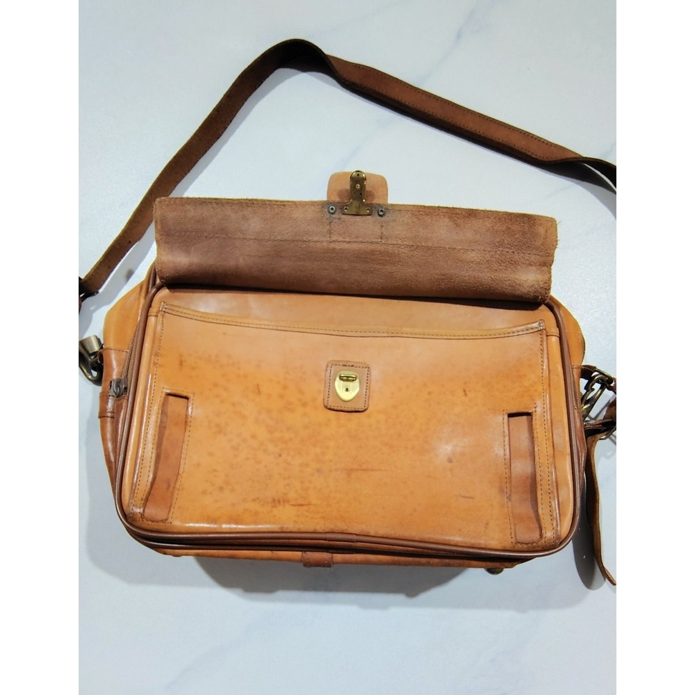 Vtg Leather Briefcase Hartmann Luggage Shoulder Carry On Bag Shoulder Strap+ Key - Picture 10 of 15